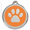 Red Dingo Orange Paw Print Dog ID Tag
